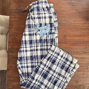 Blue and White Plaid Pajama Pants